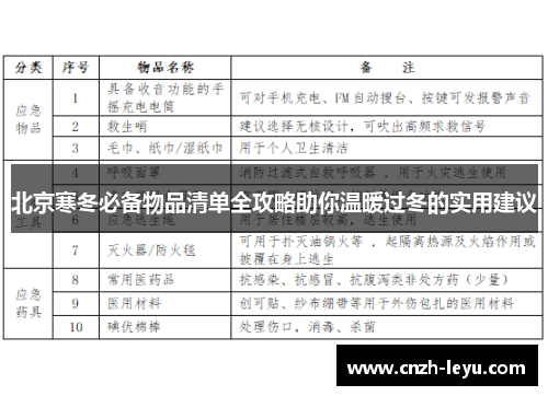 北京寒冬必备物品清单全攻略助你温暖过冬的实用建议