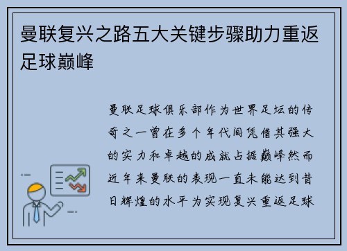 曼联复兴之路五大关键步骤助力重返足球巅峰